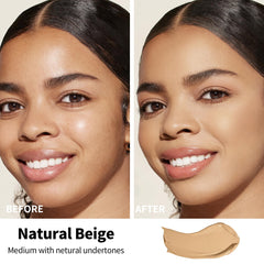 FV close-up of pump and liquid texture highlighting lightweight coverage benefit