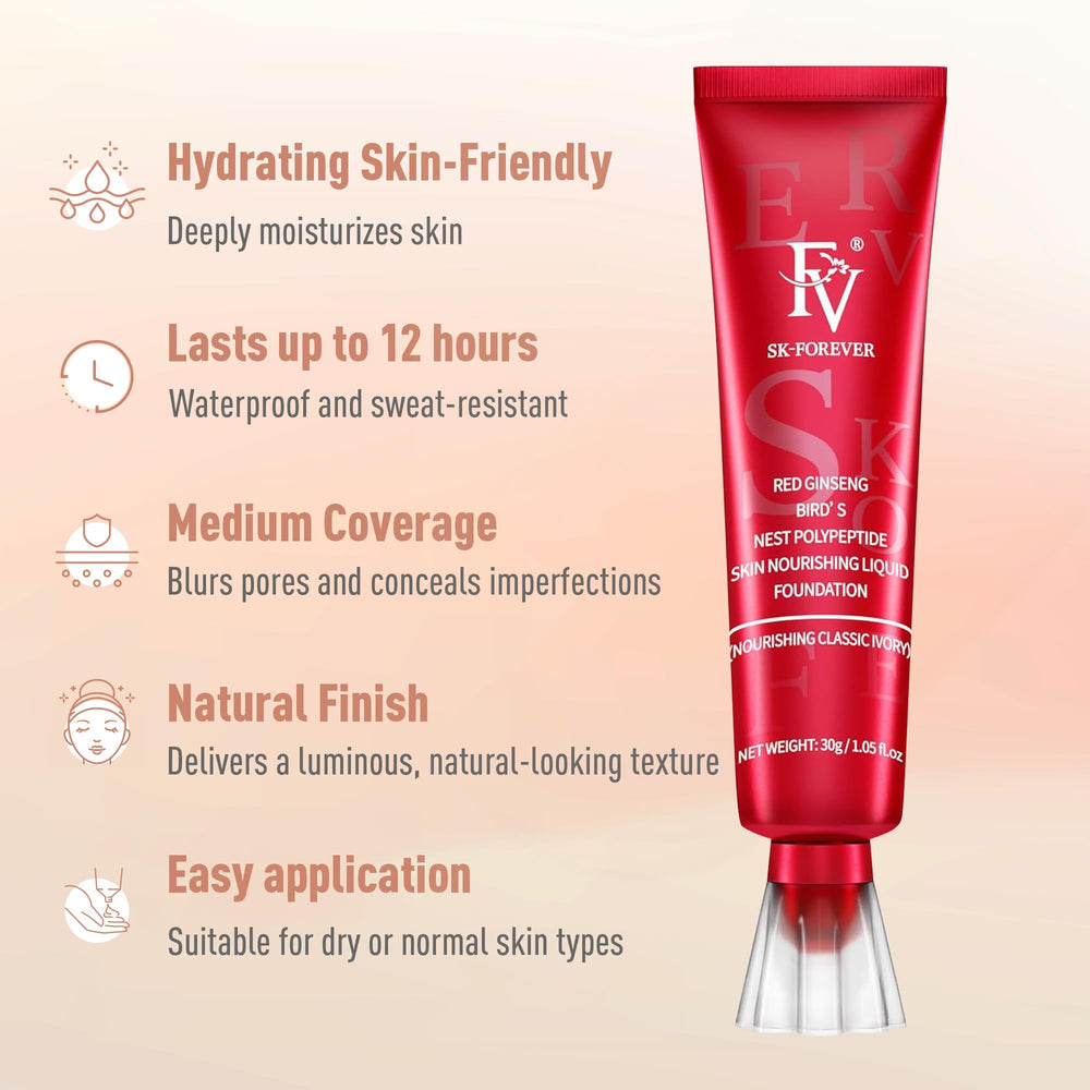 FV close-up of brush blending foundation for seamless coverage