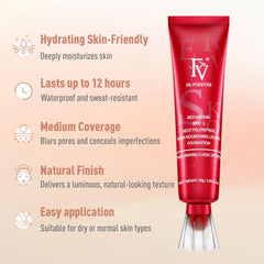 FV close-up of brush blending foundation for seamless coverage