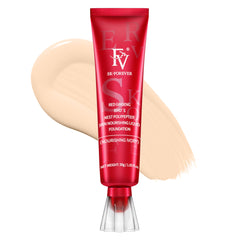 FV dewy foundation front packaging showing product and benefit of natural finish