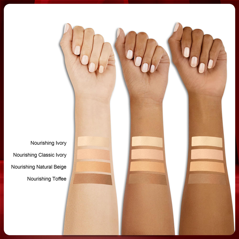 FV foundation ingredients label closeup emphasizing skin-friendly formula benefit