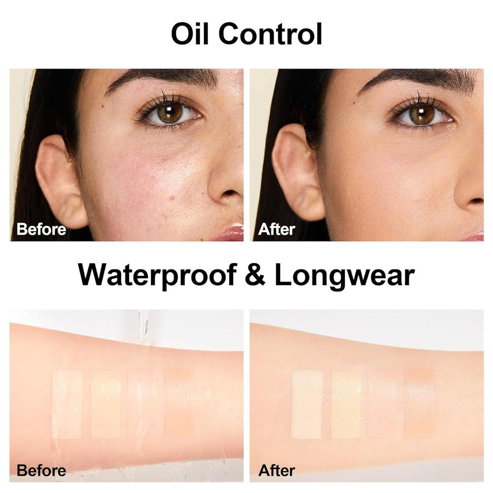 FV foundation blended on half face demonstrating natural matte finish benefit