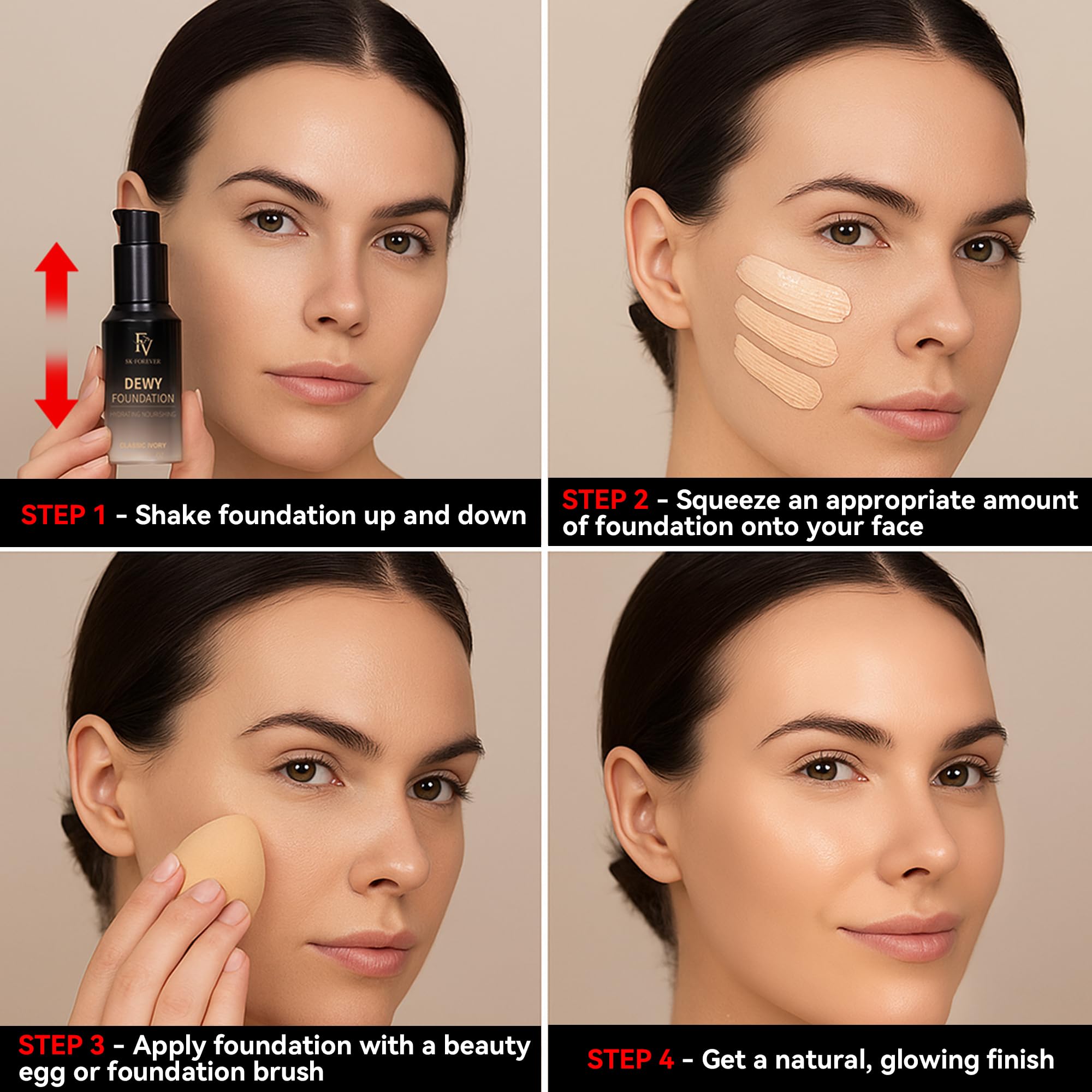 FV lifestyle model wearing foundation for long-lasting radiant look