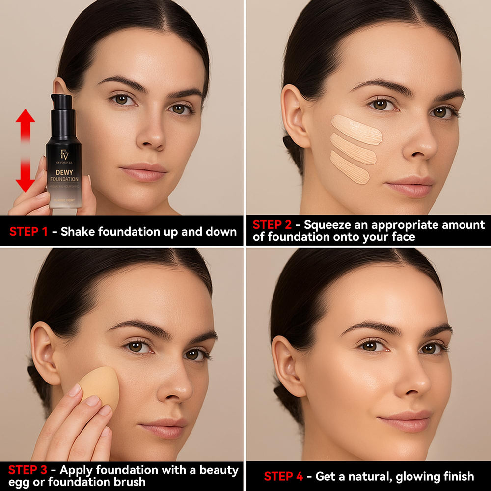 FV lifestyle model wearing foundation for long-lasting radiant look