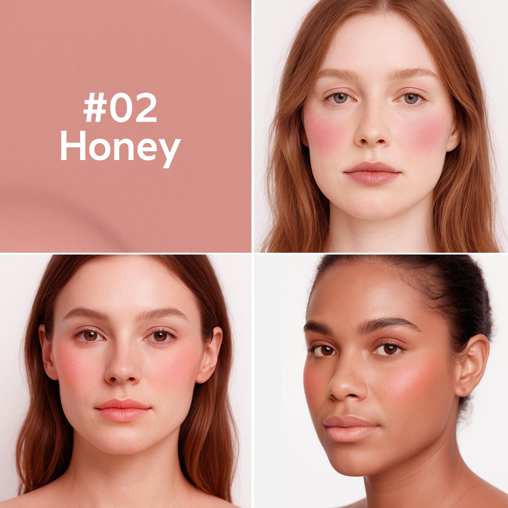 FV liquid blush honey dropper applying a precise dot for controlled placement