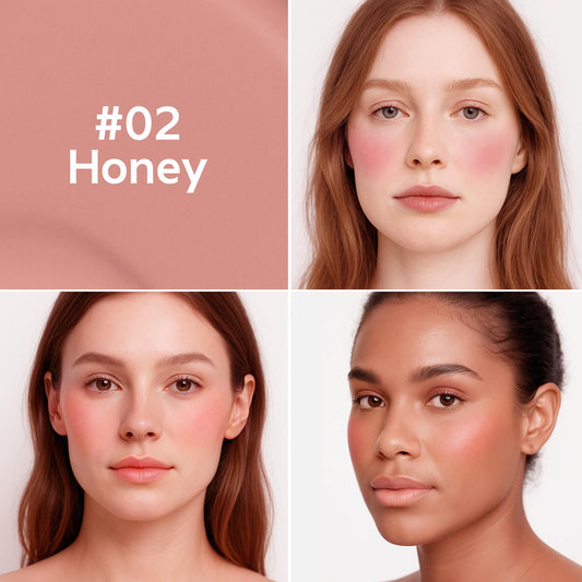 FV liquid blush honey dropper applying a precise dot for controlled placement