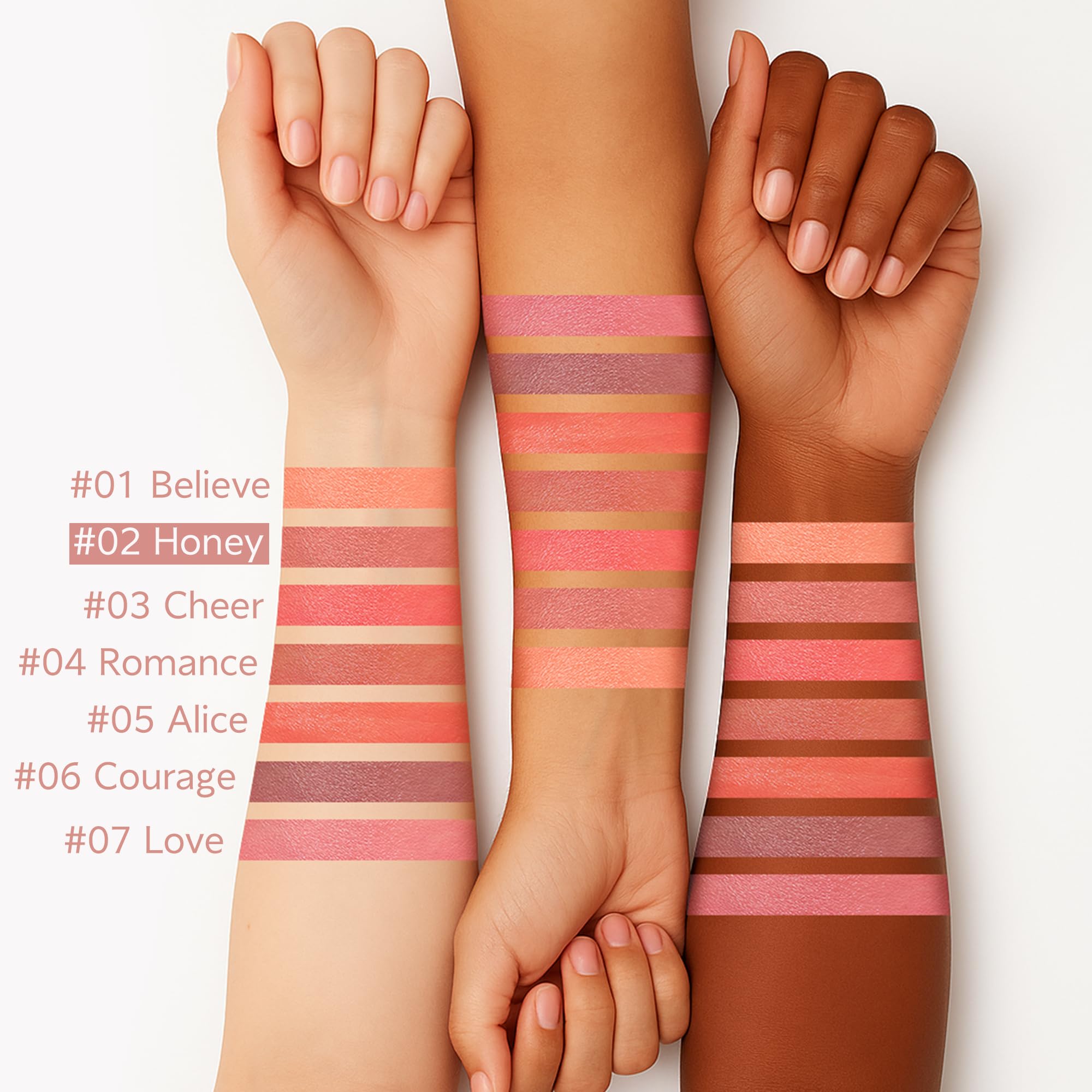 FV liquid blush honey swatched on skin showcasing buildable color payoff