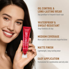 FV pump dispensing foundation texture for smooth blendability and thin coverage benefit