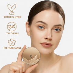 FV powder on vanity in lifestyle scene, suggests daily routine and polished look