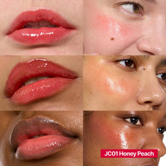 fwee closeup honey peach swipe showing vivid coral tint