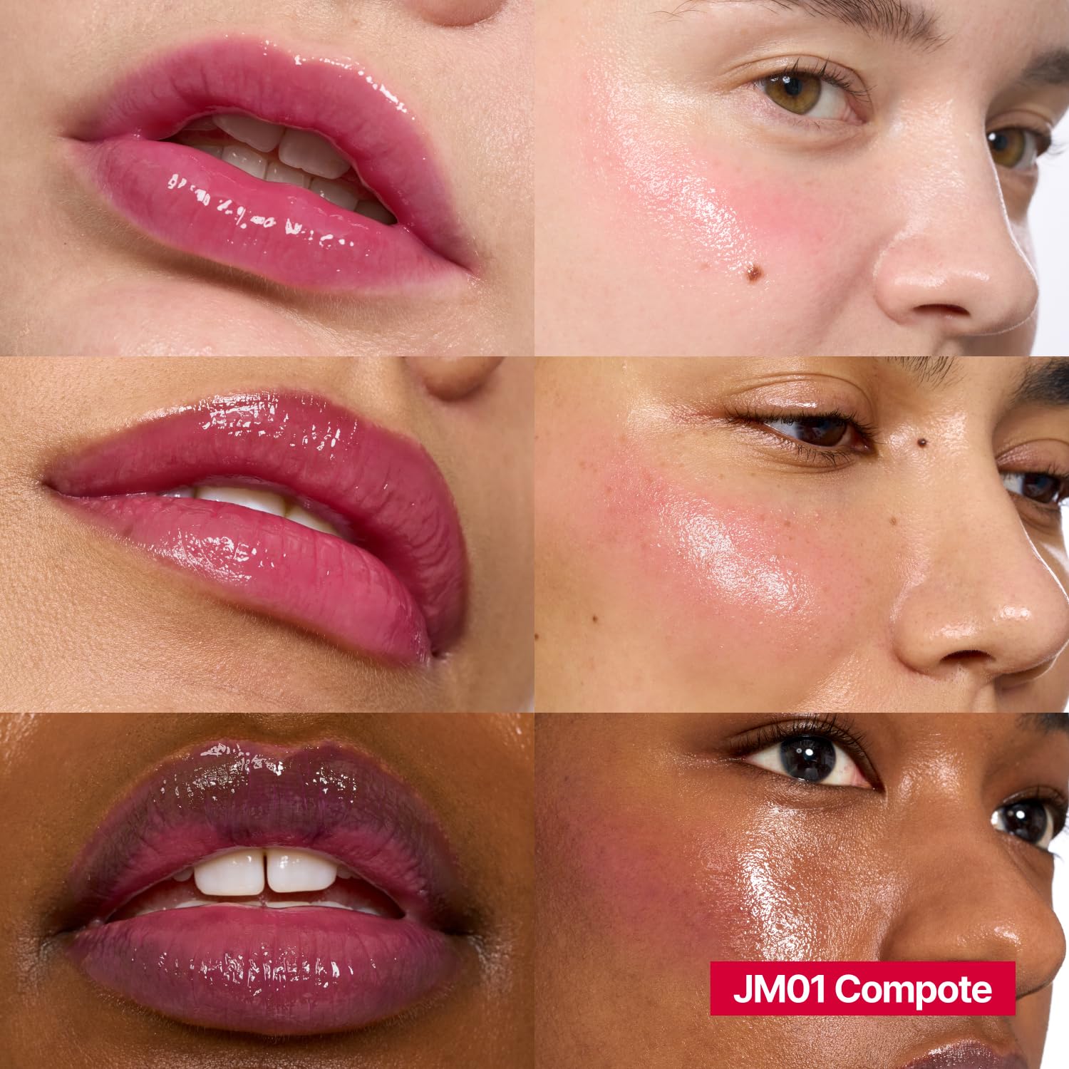 fwee compote swatches on hand demonstrating buildable mauve-berry color