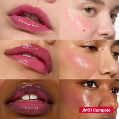 fwee compote swatches on hand demonstrating buildable mauve-berry color