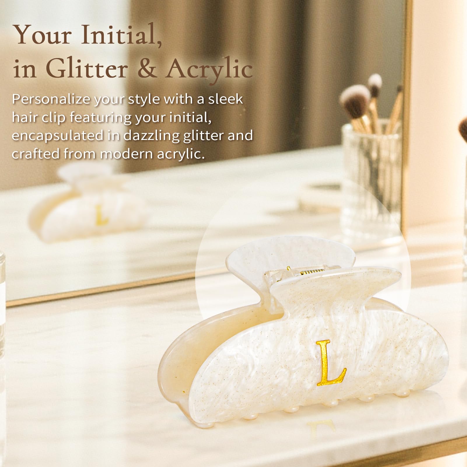Fycert clip worn in half-up hairstyle adding personalized sparkle and practical grip