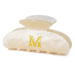 Fycert gold hair clip front view showing monogram initial and elegant finish for personalized style