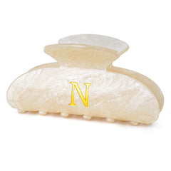 Fycert gold initial hair clip front view showing elegant glitter detail and secure grip