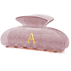 Fycert lavender clip front view showing shaped initial and glossy finish, adds personalized style
