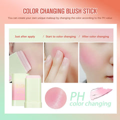 FYEBOO applying stick to cheek for a natural flush, effortless application benefit