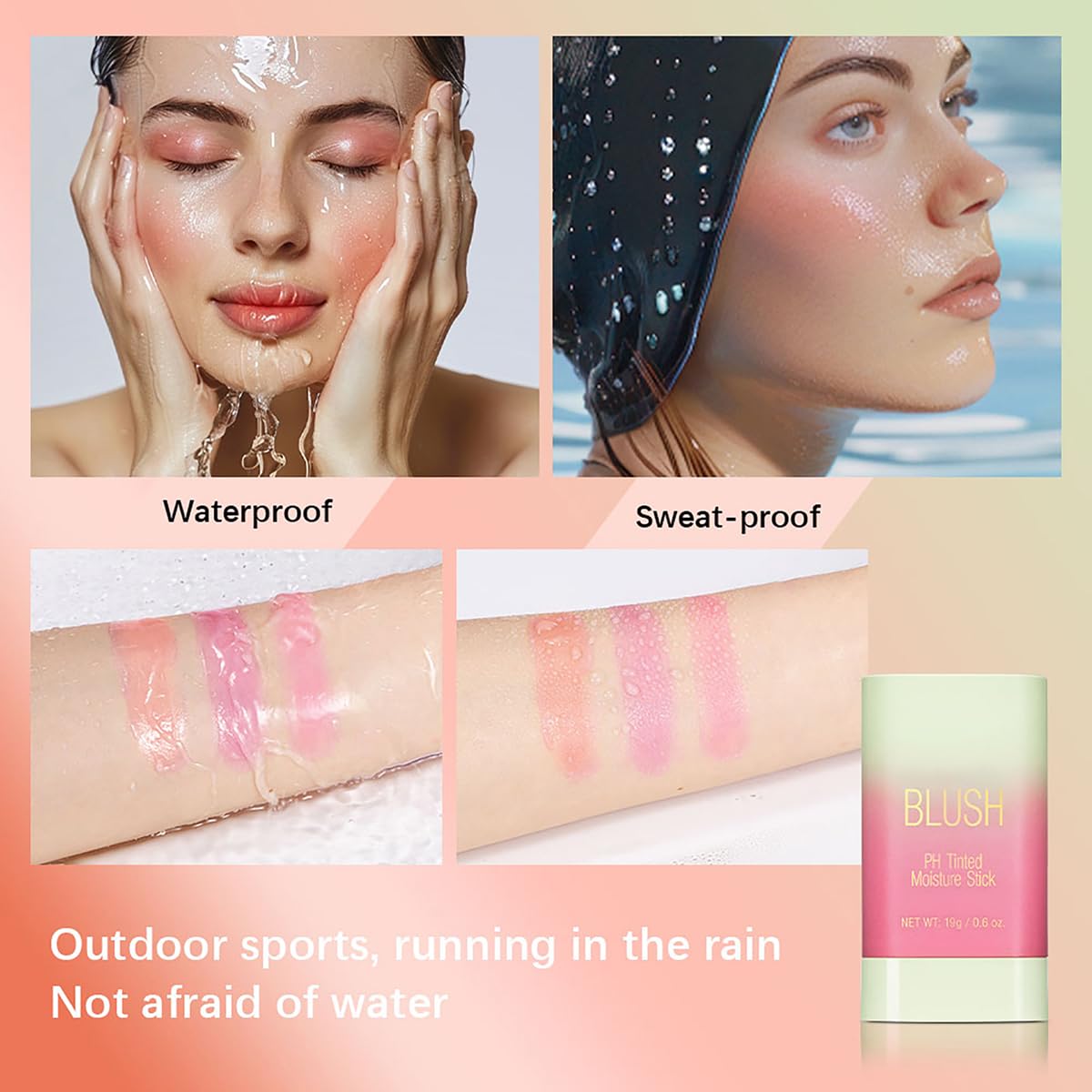 FYEBOO blush stick next to coin for size comparison, travel-ready benefit