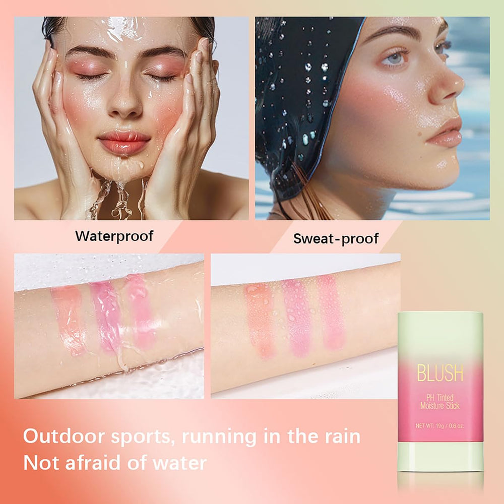 FYEBOO blush stick next to coin for size comparison, travel-ready benefit