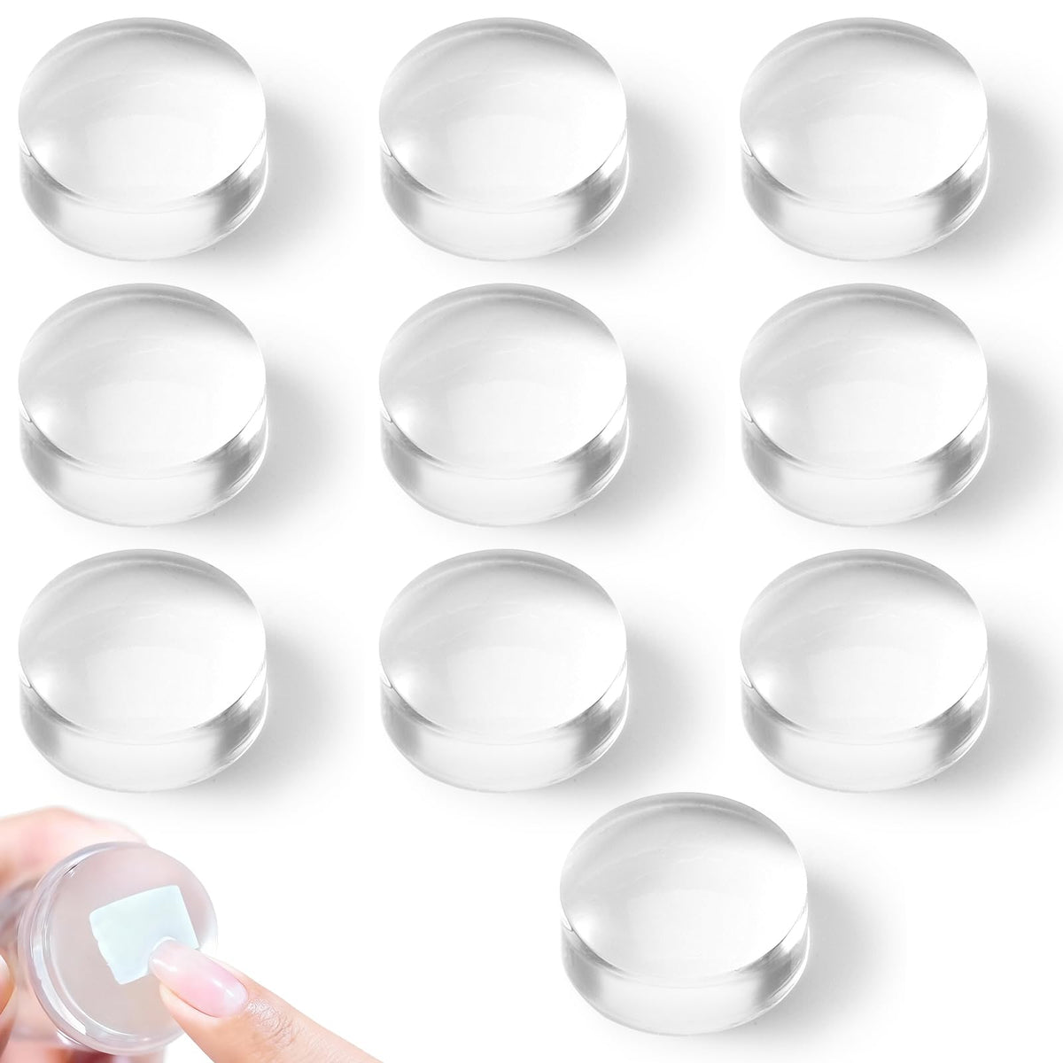 Fyntave clear stamper front view showing transparent head and clean edge for precise alignment