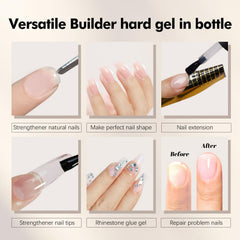 FZANEST before and after nail extensions showing stronger natural look