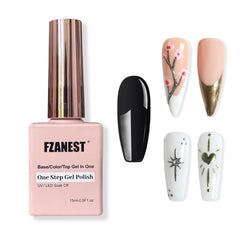 FZANEST black gel bottle front showcasing one-step convenience and fast curing
