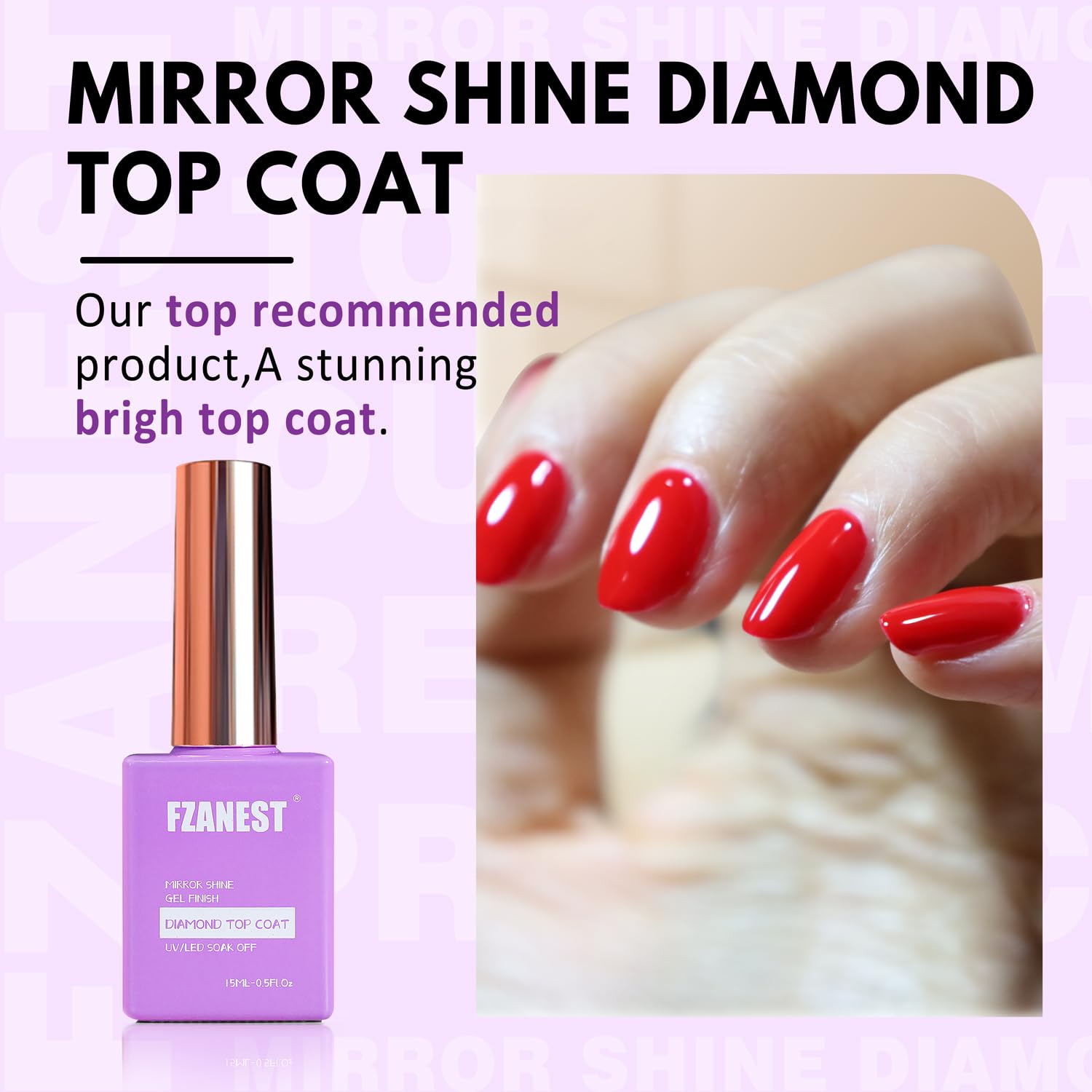 FZANEST clear bottle close-up highlighting glassy gel texture