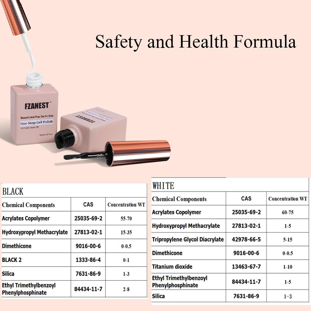 FZANEST bottle next to LED lamp showing fast curing under LED/UV benefit