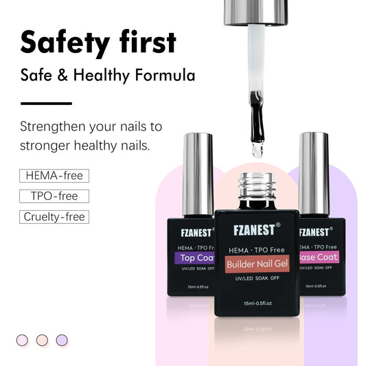 FZANEST clear builder gel close-up showing thickening gel texture and precise application benefit