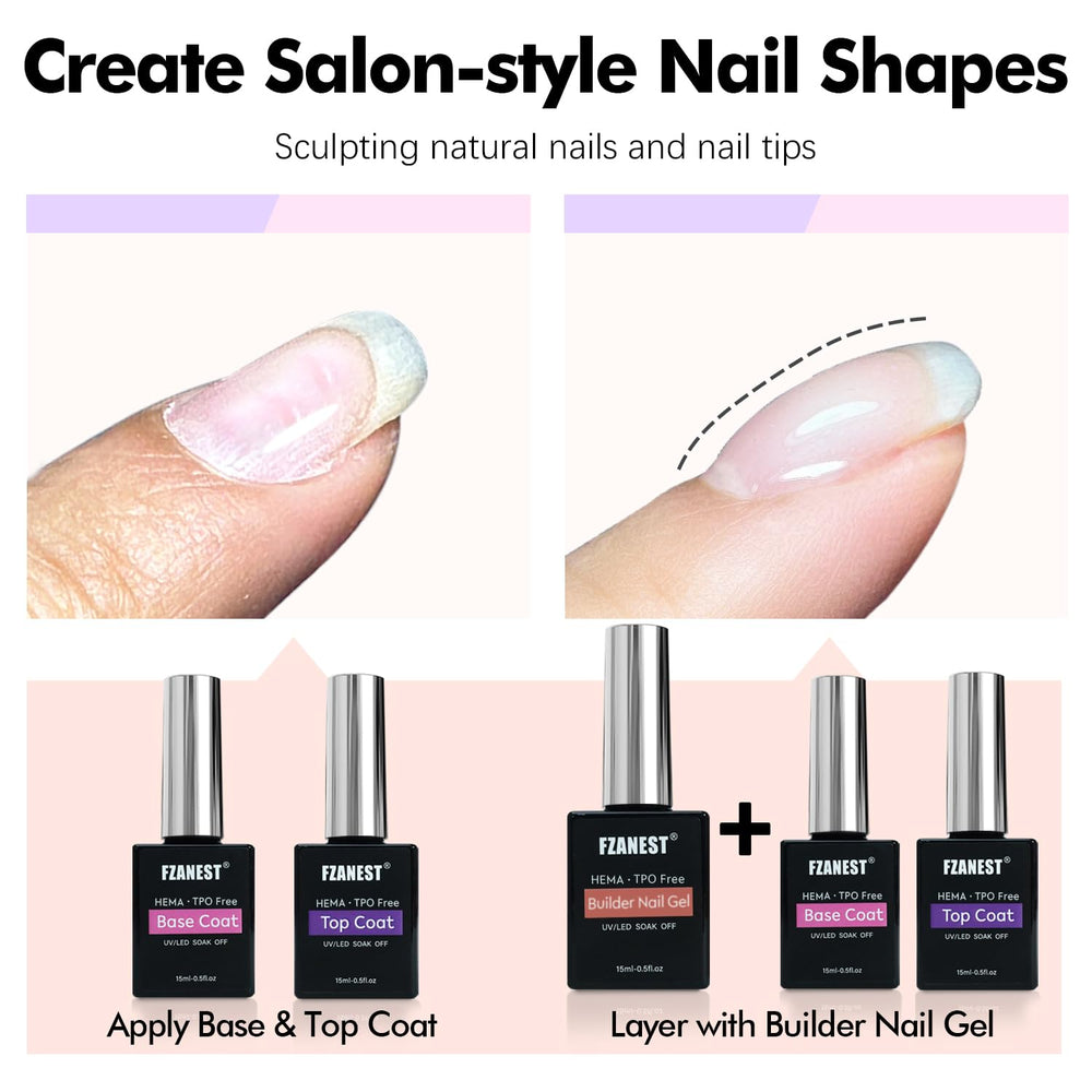 FZANEST cured nails displaying high-gloss finish and long-wear protection benefit