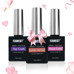 FZANEST builder gel kit front packaging showing three 15ml bottles, clear branding and kit benefit