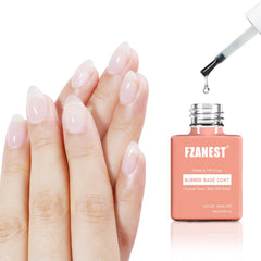 FZANEST bottle front showing clear rubber base gel and label benefit