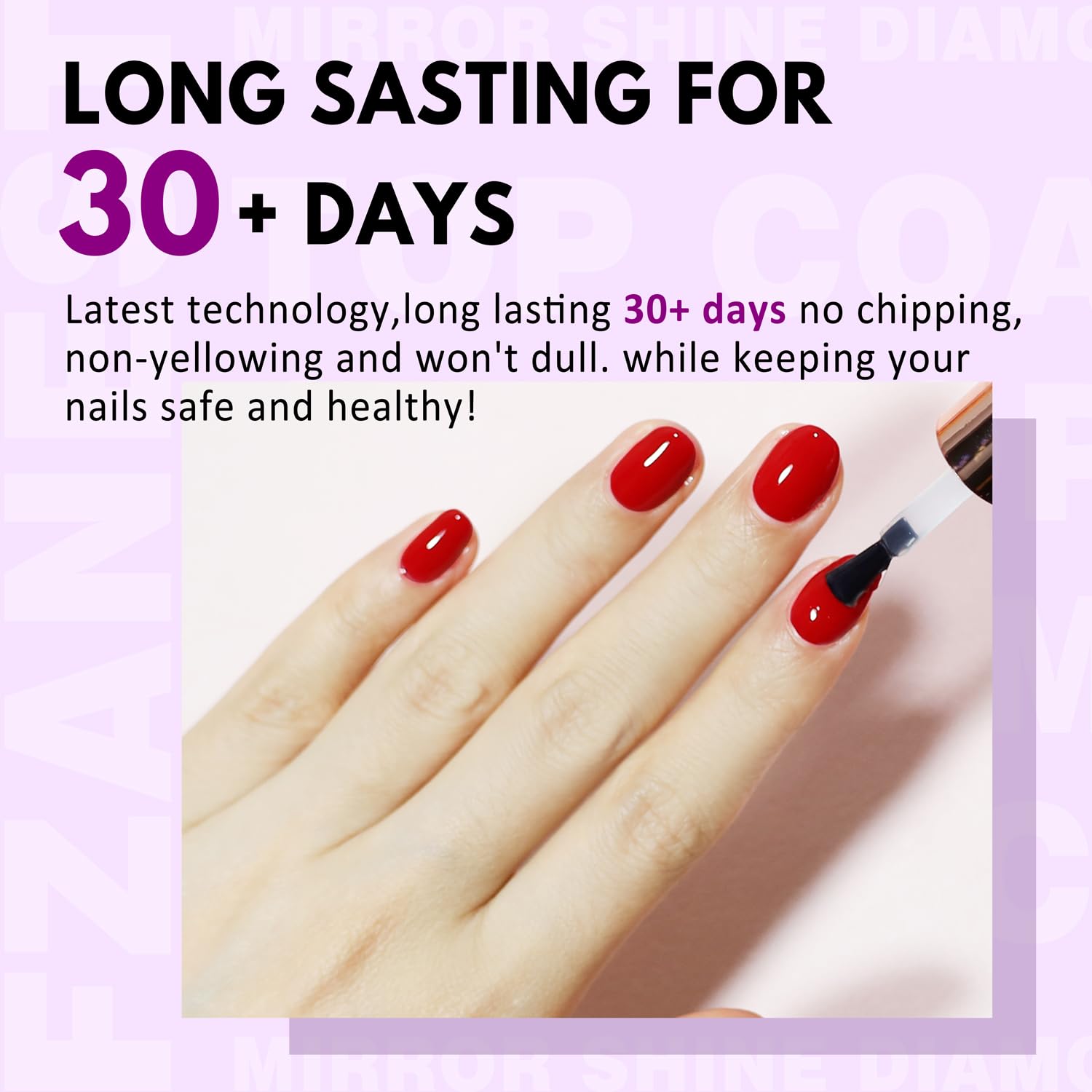 FZANEST cured nail with mirror shine illustrating reflective finish benefit