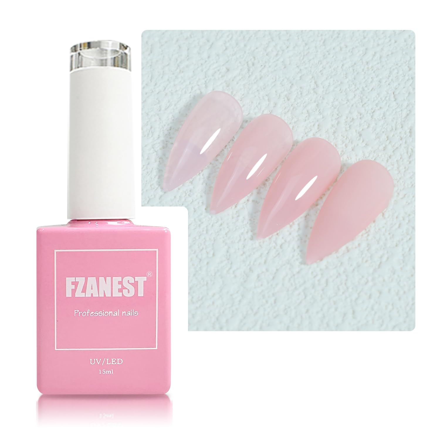 FZANEST front bottle showing milky pink shade and benefit of sheer coverage