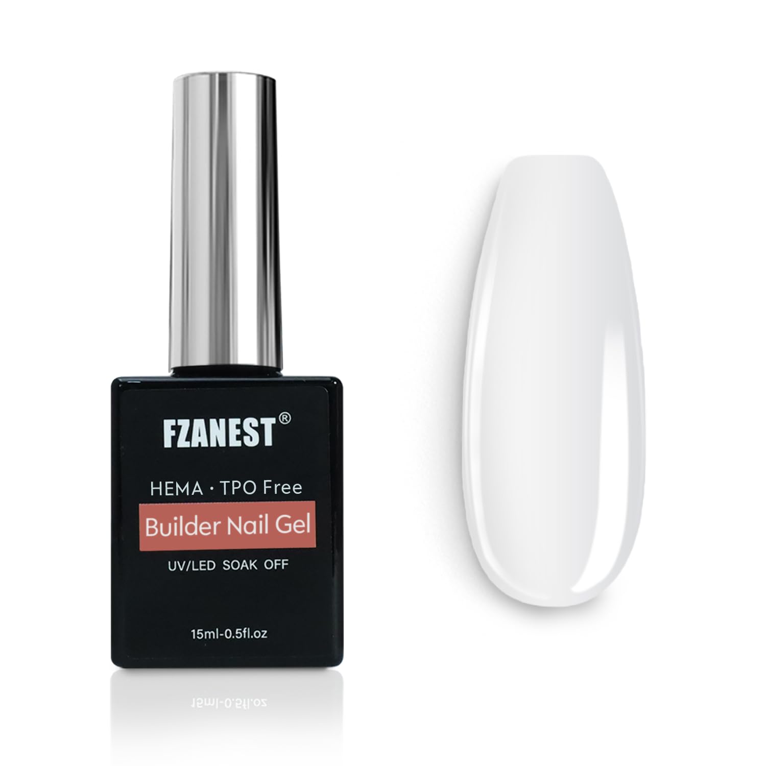 FZANEST front bottle showing clear builder gel and label benefits