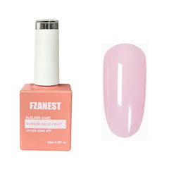 FZANEST front bottle showing milky pink polish and builder gel benefits