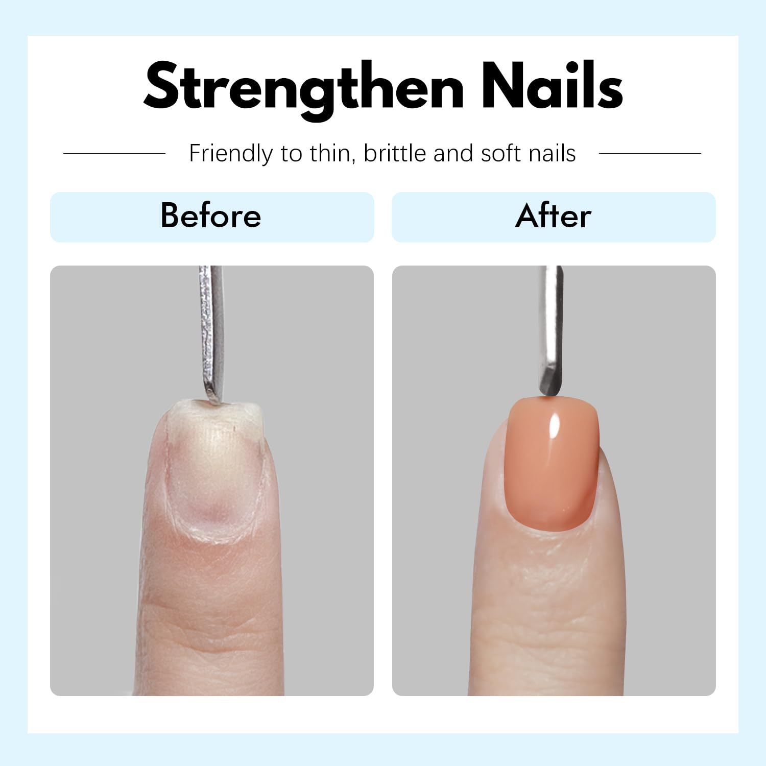 FZANEST short extension before and after nails, showing added strength and shape