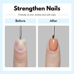 FZANEST short extension before and after nails, showing added strength and shape