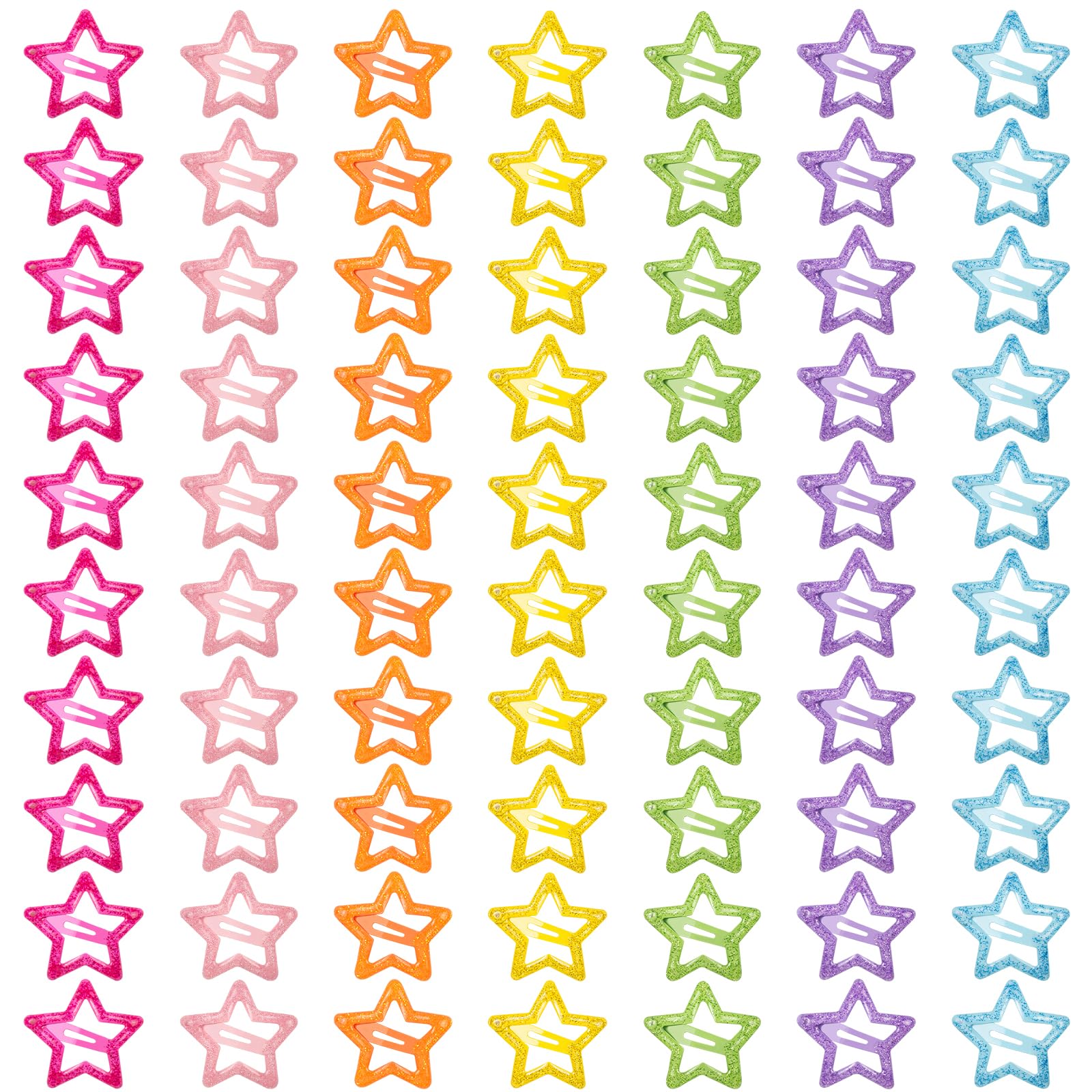 FZWONVUC front packaging showing 70 glitter star clips and value pack benefit