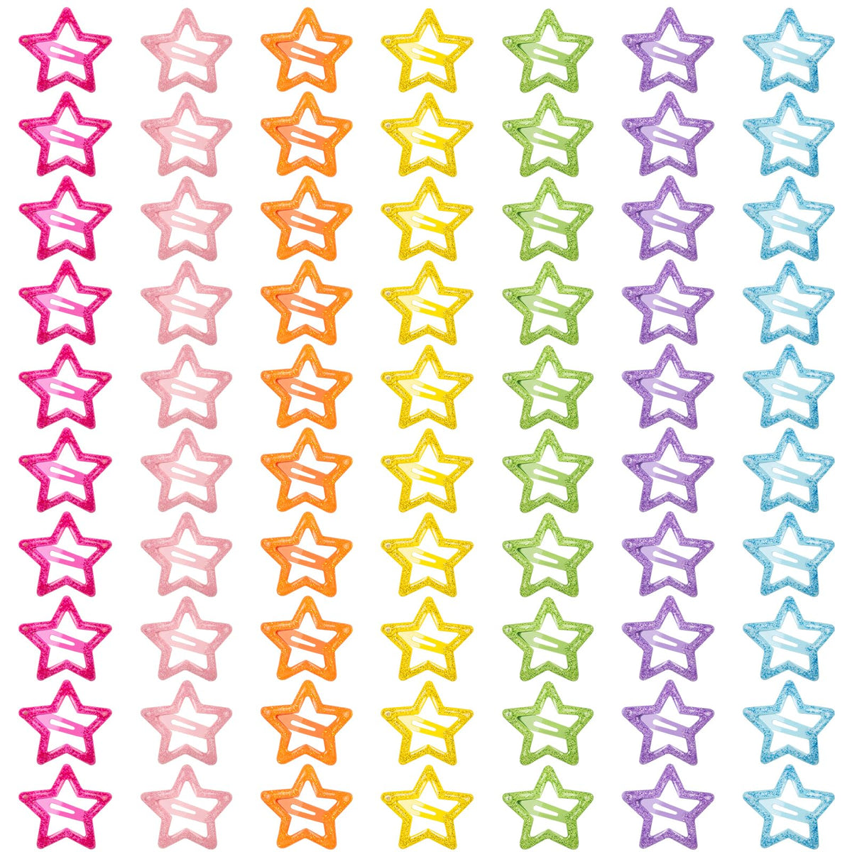 FZWONVUC front packaging showing 70 glitter star clips and value pack benefit
