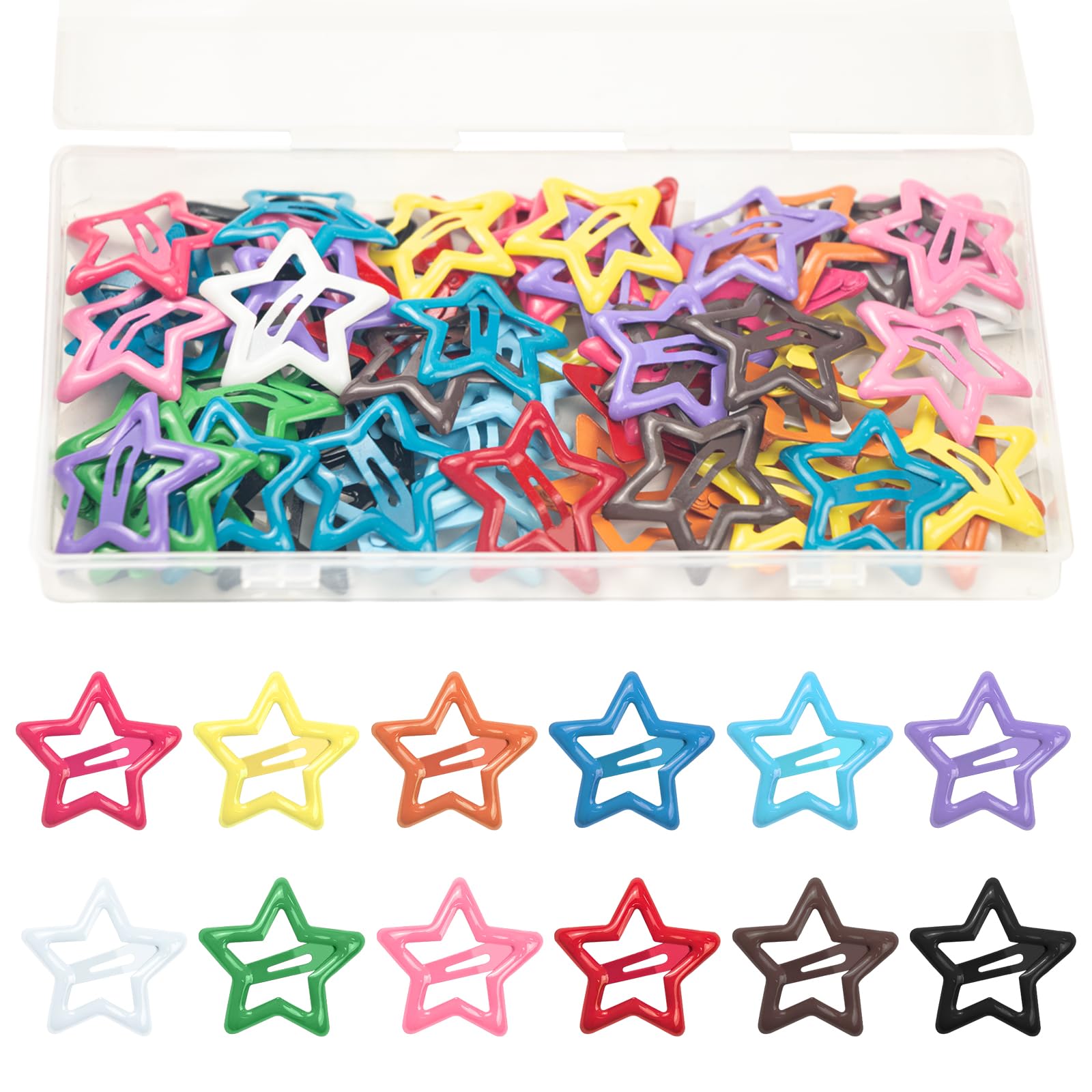 FZWONVUC front pack of 64 star snap clips showing colors and count for convenience