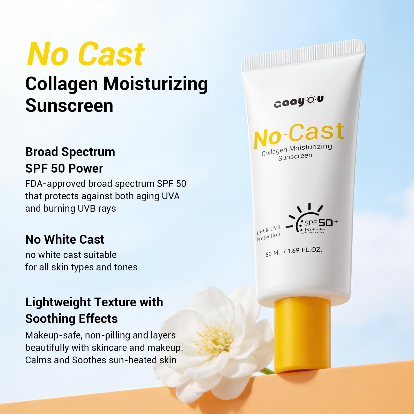 Gaayou sunscreen applied on hand demonstrating quick absorption and no white cast