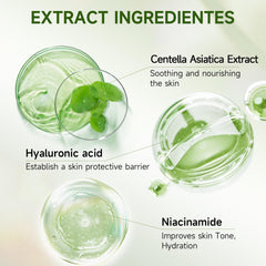 Gaayou centella sunscreen being applied to face showing calming hydration benefit