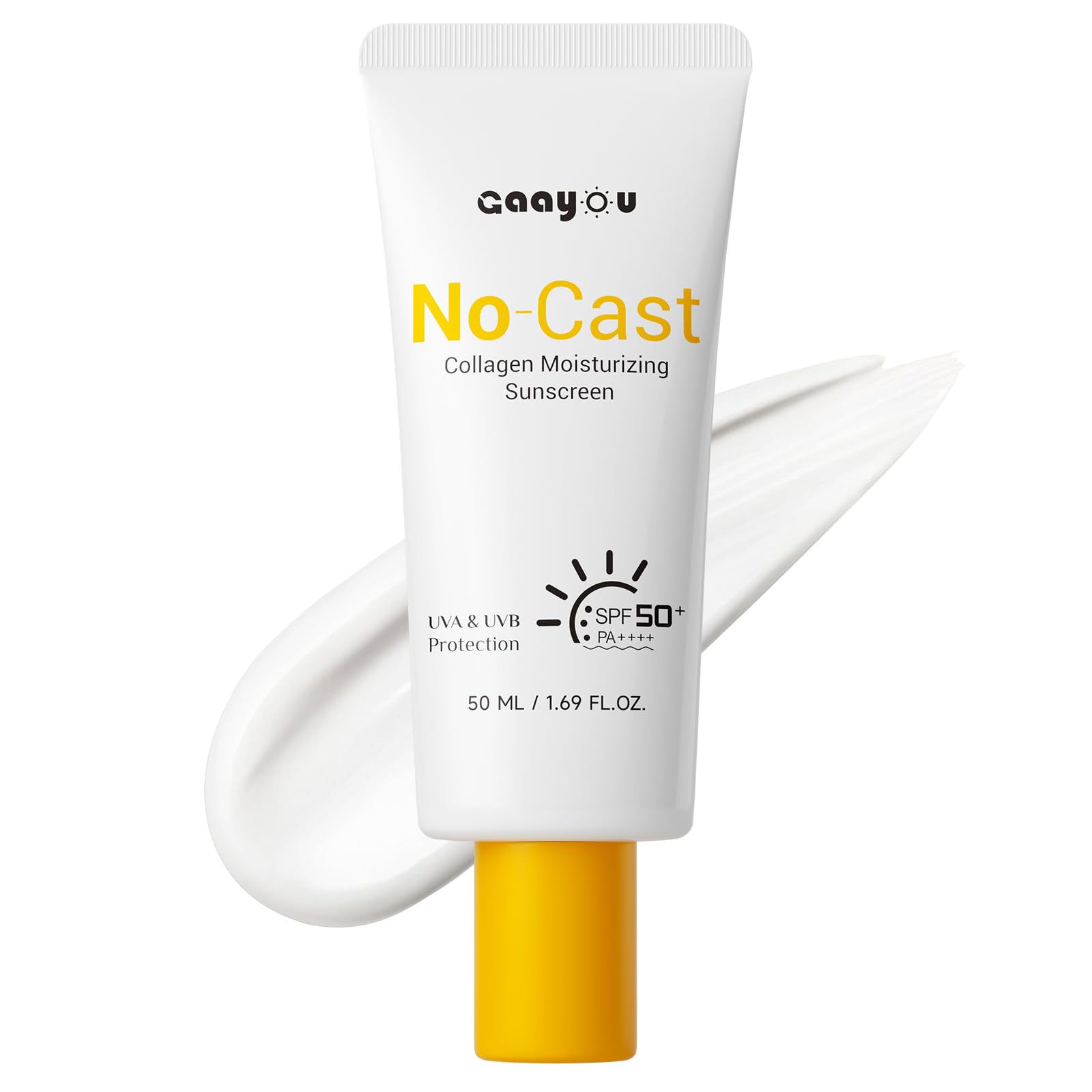 Gaayou front packaging showing SPF50 protection and sleek tube for easy use