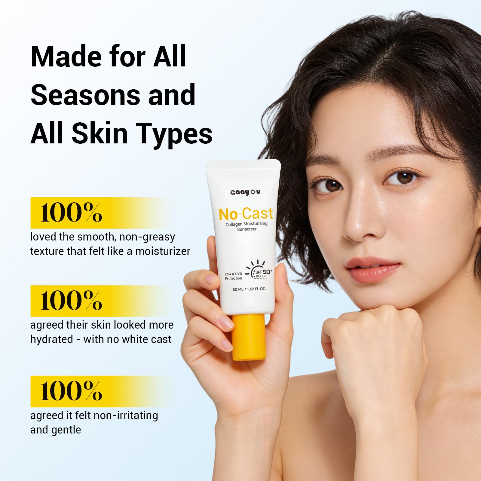 Gaayou ingredient label close-up showing hyaluronic acid and collagen benefits