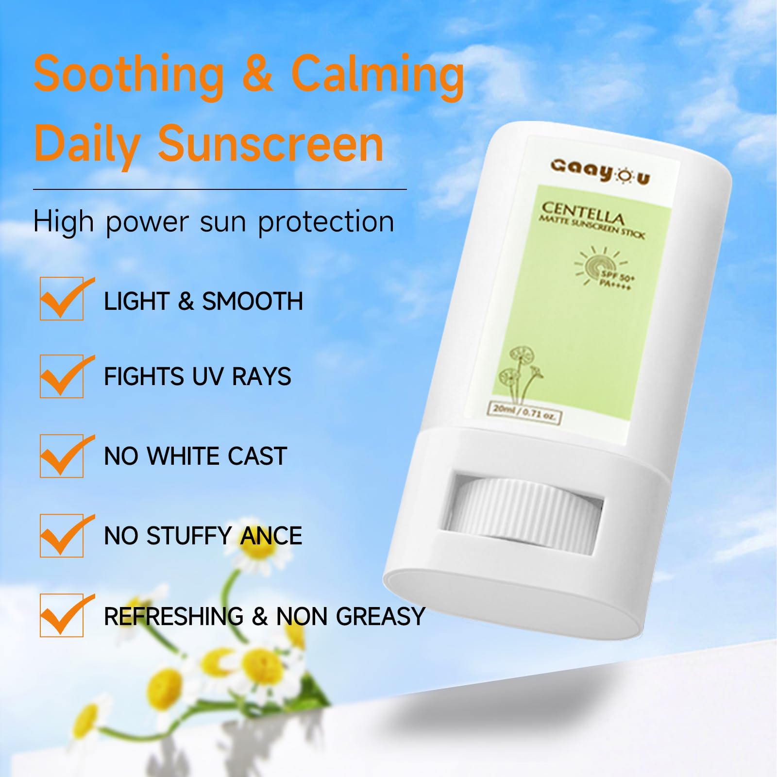 Person using Gaayou sunscreen stick outdoors for long-lasting sun protection