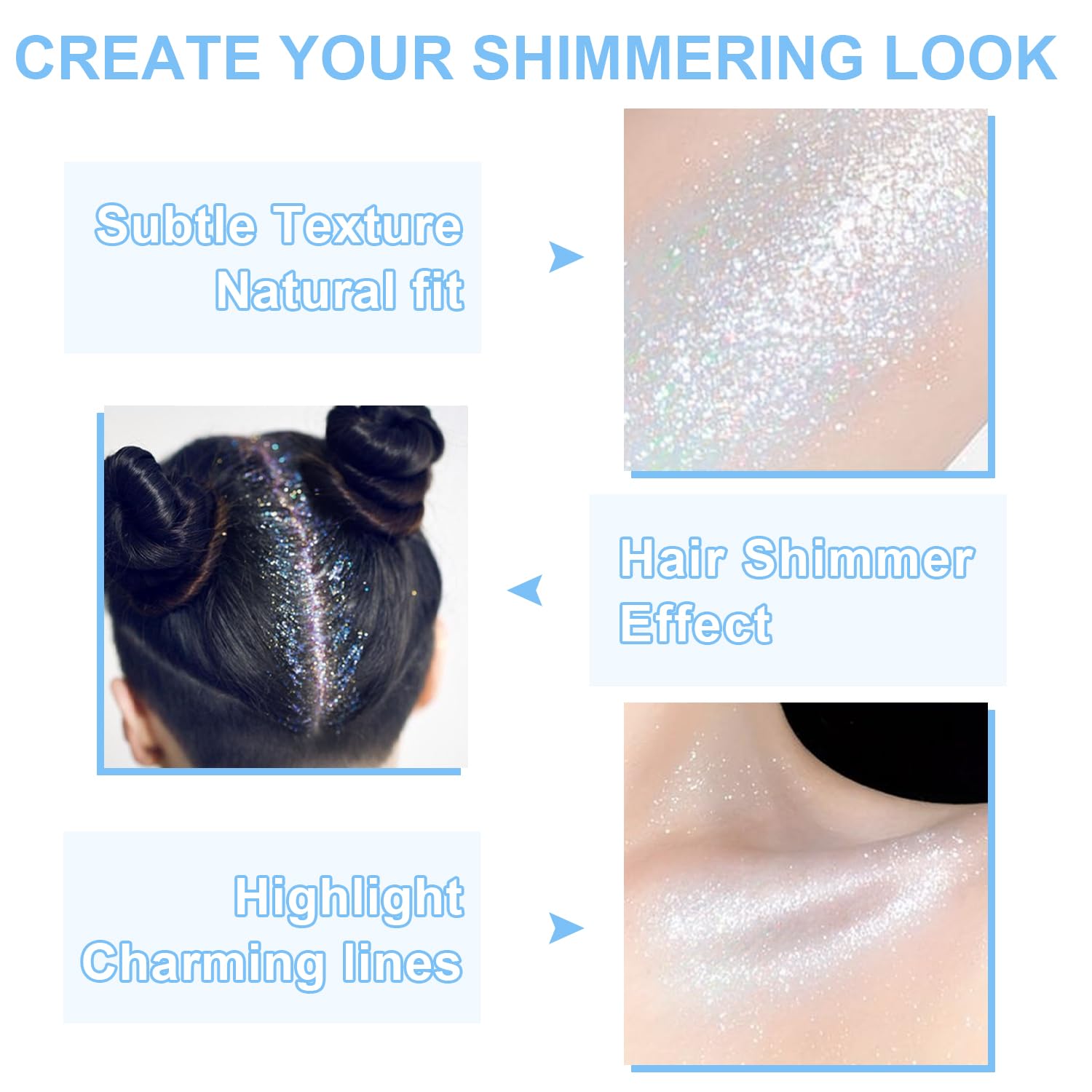 GADMLURY face shimmer on cheekbone creating subtle contouring glow