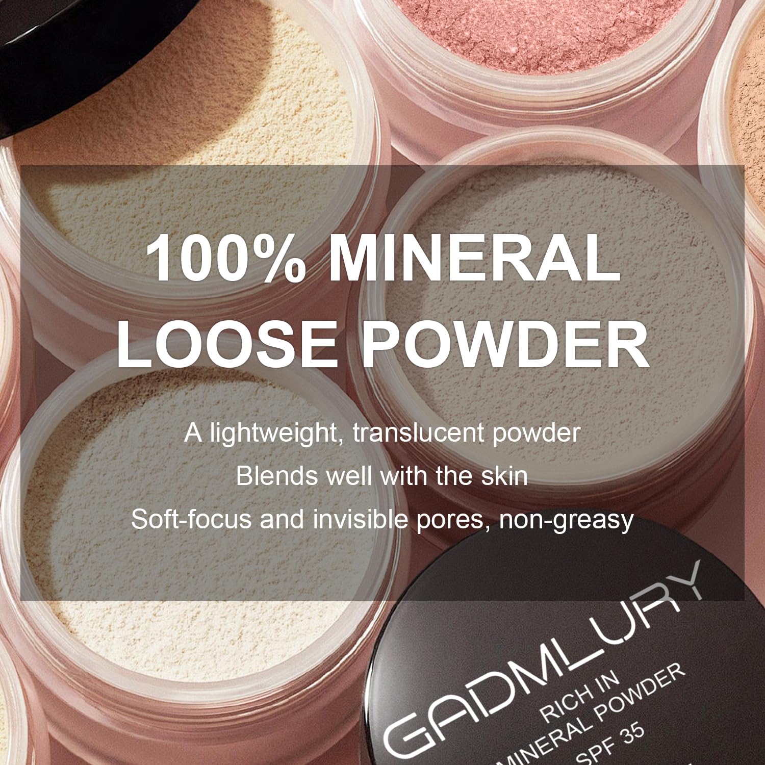GADMLURY loose powder close-up texture highlighting fine particles and smooth finish