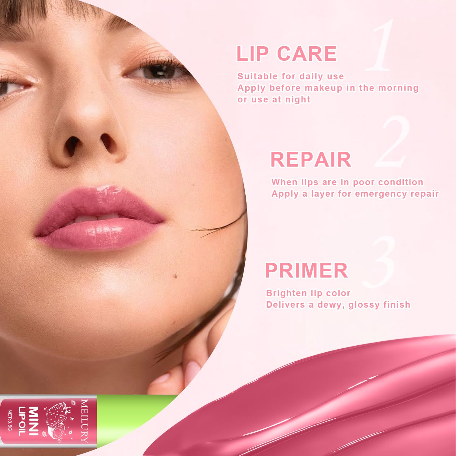 GADMLURY oil texture on fingertip showing glossy, hydrating finish