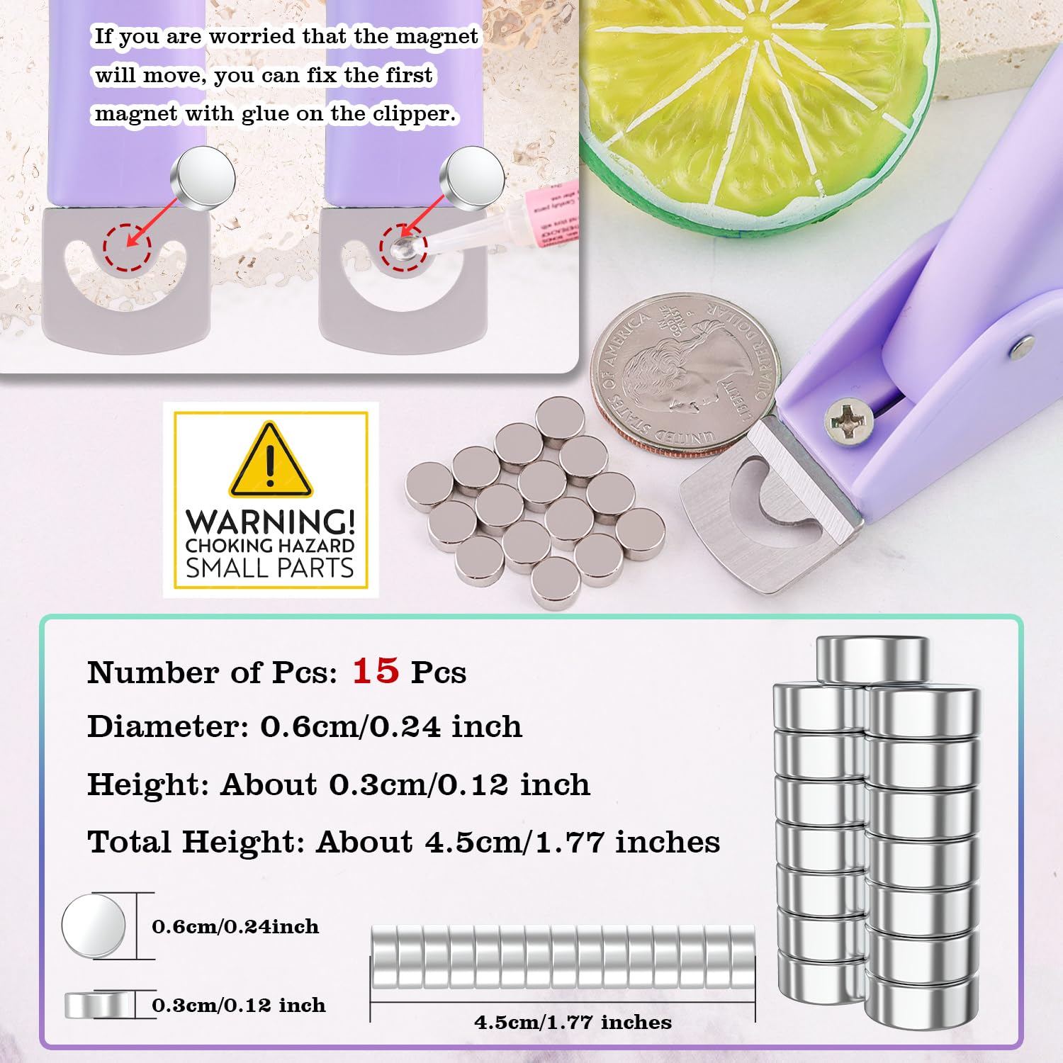 GA&EN magnetic sizers spread out to show 15-piece kit for consistent artificial nail lengths